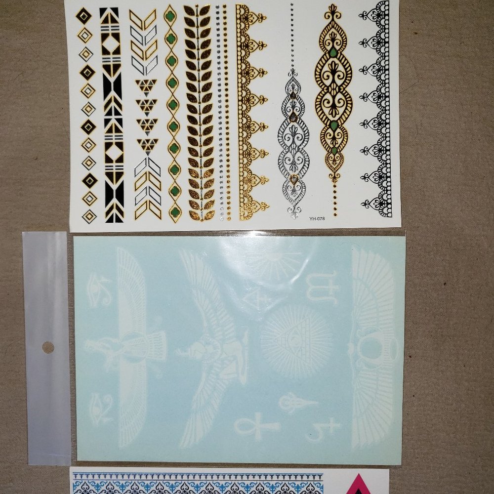 3 sheets Golden Silver Temporary Tattoo - Picture 4 of 15